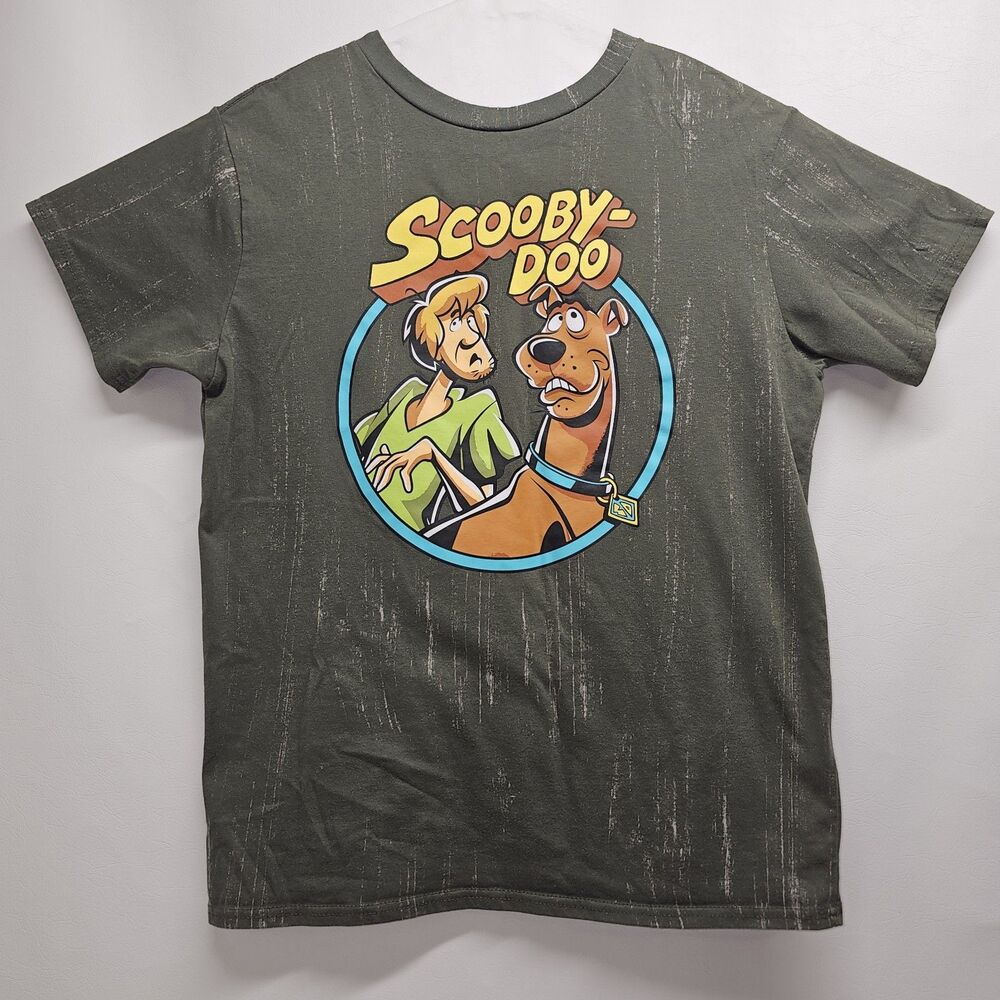 Scooby-Doo Graphic Tee Green Distressed Shirt Men’s Large RN71868 Shaggy Cartoon